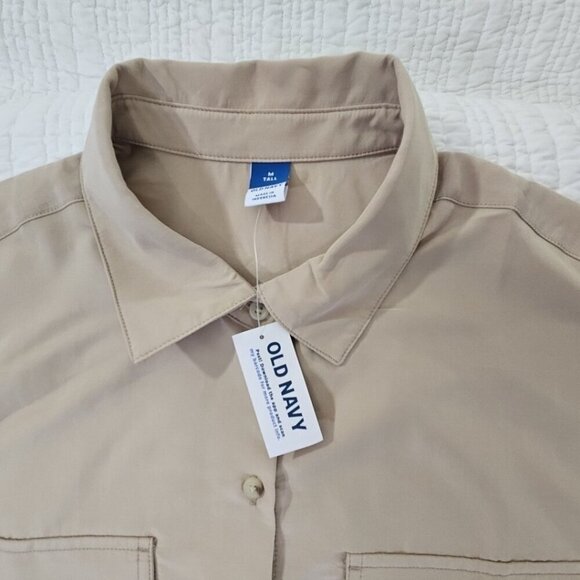 Old Navy Tan Women's Size M Tall Utility Midi Waist Defined Shirt Dress  NWT NEW - Picture 7 of 14